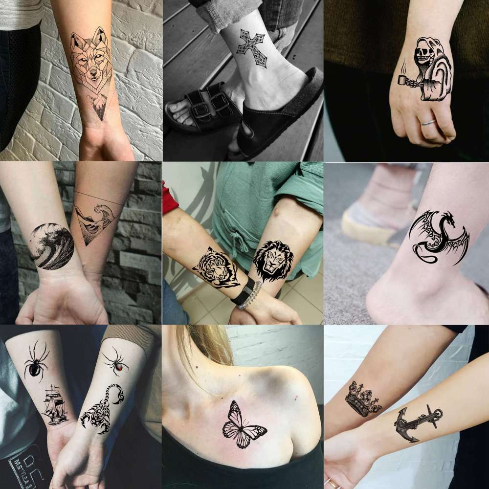 66 Sheets Black Eagle Dragon Halloween Temporary Tattoos For Men Women Thigh, Scary Tiger Lion Devil Skull Fake Tattoos For Adults, 3D Wolf Large Half Arm Sleeve Realistic Tattoo Forearm Vampire Demon