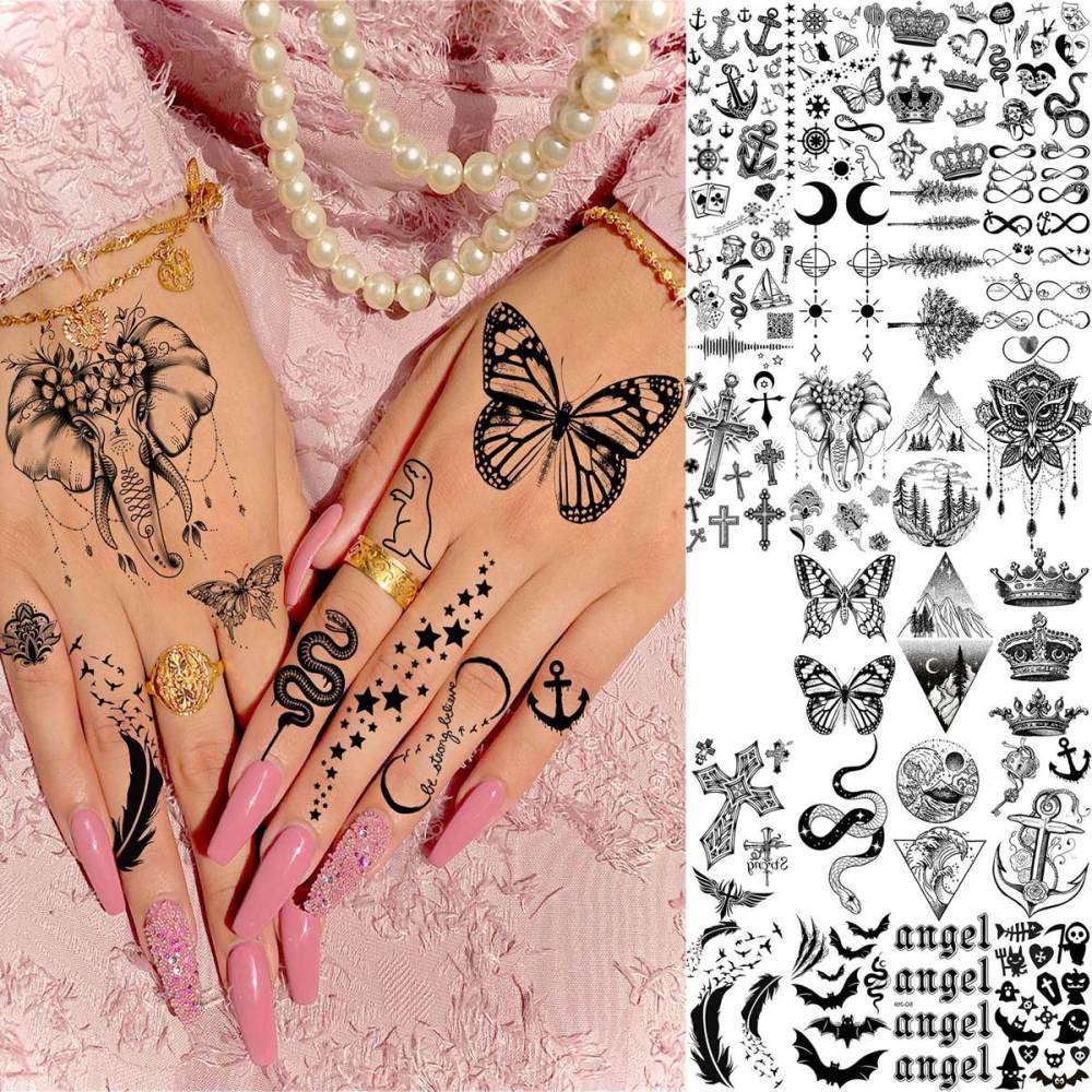 63 Sheets Tribal Wolf Lion Tiger Temporary Tattoos For Men Women Adults, Scary Halloween Skull Gangster Fake Tattoo Stickers Kids, Small 3D Realistic Tattoos Thigh Arm Neck Elephant Warrior