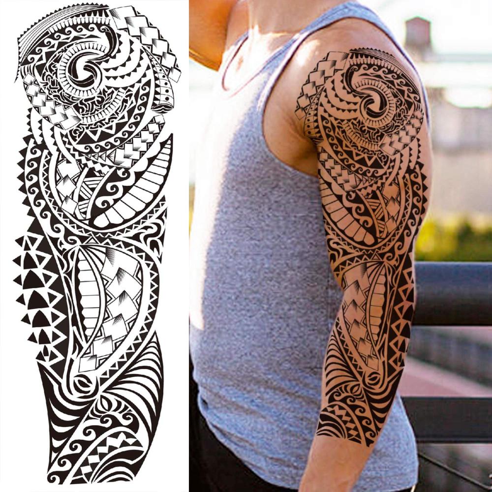 11 Sheets Maori Temporary Tattoo Sleeve For Men Adults Tiki Turtle Manta Waterproof Fake Tattoo Sleeves For Women Black Dragon Totem Tribal Military Long Full Sleeve Tattoos Temporary Stickers