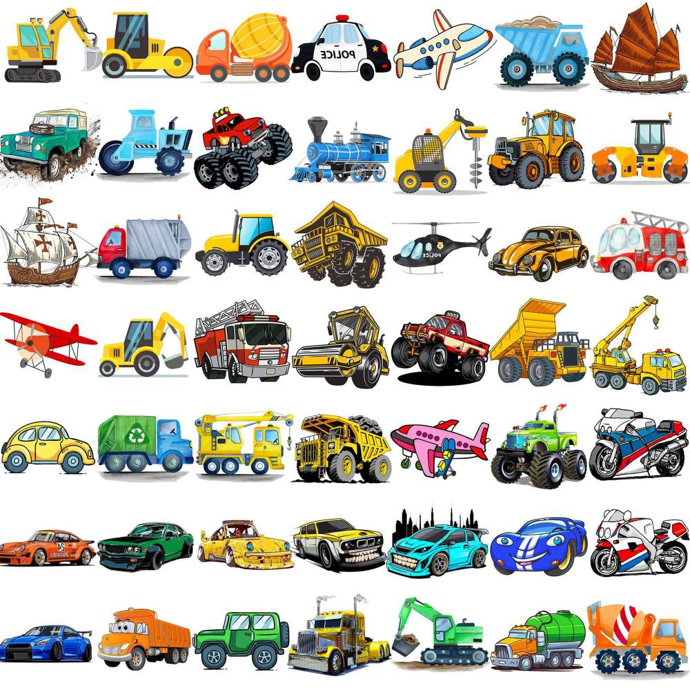 50 PCS Cute Cartoon Construction Temporary Tattoos For Kids Boys Face Arm, 3D Builder Excavator Monster Truck Racing Car Fake Tattoo Sticker Children Party Favor Birthday Gifts, Goodie Bags Stuffers