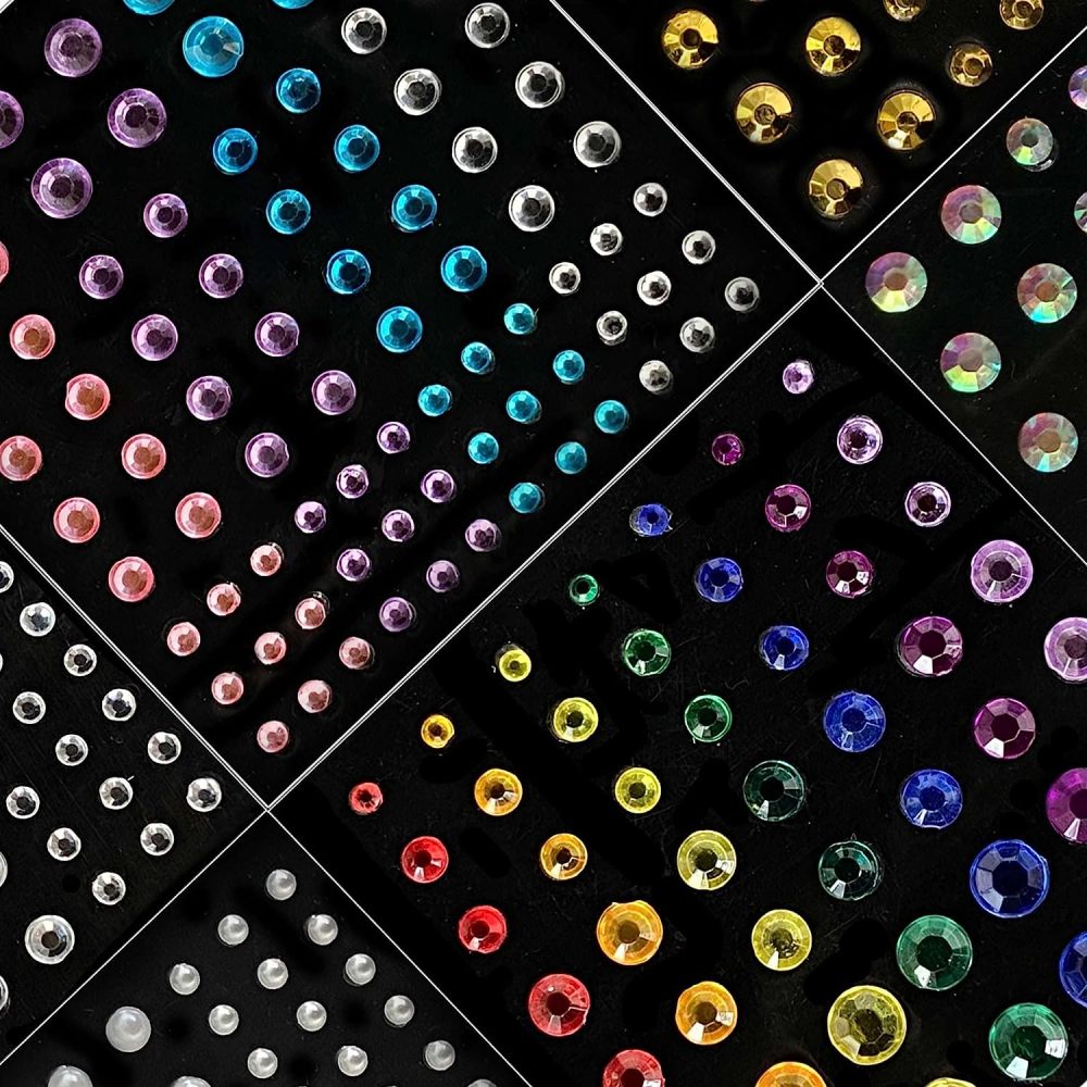 6 Sheets Bindi Dots Face Jewels Face Jewelry For Women Face Gems Stick On Eye Forehead Crystals Sticker Tears Rainbow Pearl Rhinestones For Makeup Party Festival Accessory Nail Art Decoration
