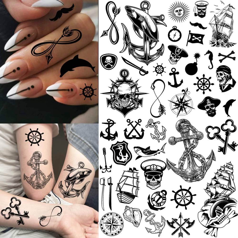 15 Sheets Y2k Ship Temporary Tattoos For Women Men Adults Hands Finger Foot Neck Clavicle Legs Thigh Forearm Shank Arm Body Art Makeup, Semi Permanent Temp Fake Tattoo Stickers Waterproof Long Lasting Realistic Tatoos For Festival Party Accessory