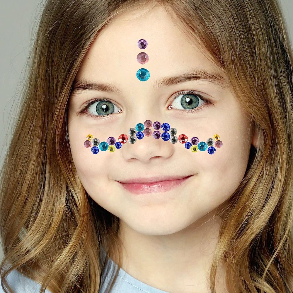 6 Sheets Bindi Dots Face Jewels Face Jewelry For Women Face Gems Stick On Eye Forehead Crystals Sticker Tears Rainbow Pearl Rhinestones For Makeup Party Festival Accessory Nail Art Decoration