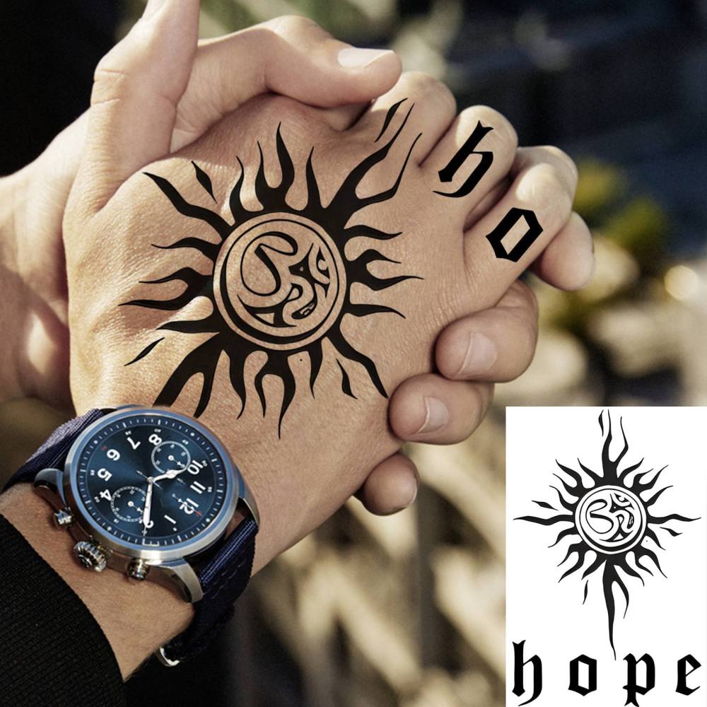 1 Sheet Hope Temporary Tattoos For Women Men Adults Hands Finger Foot Neck Clavicle Legs Thigh Forearm Shank Arm Body Art Makeup, Semi Permanent Temp Fake Tattoo Stickers Waterproof Long Lasting Realistic Tatoos For Festival Party Accessory