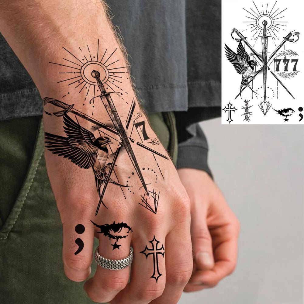 1 Sheet Tribal Temporary Tattoos For Women Men Adults Hands Finger Foot Neck Clavicle Legs Thigh Forearm Shank Arm Body Art Makeup, Semi Permanent Temp Fake Tattoo Stickers Waterproof Long Lasting Realistic Tatoos For Festival Party Accessory