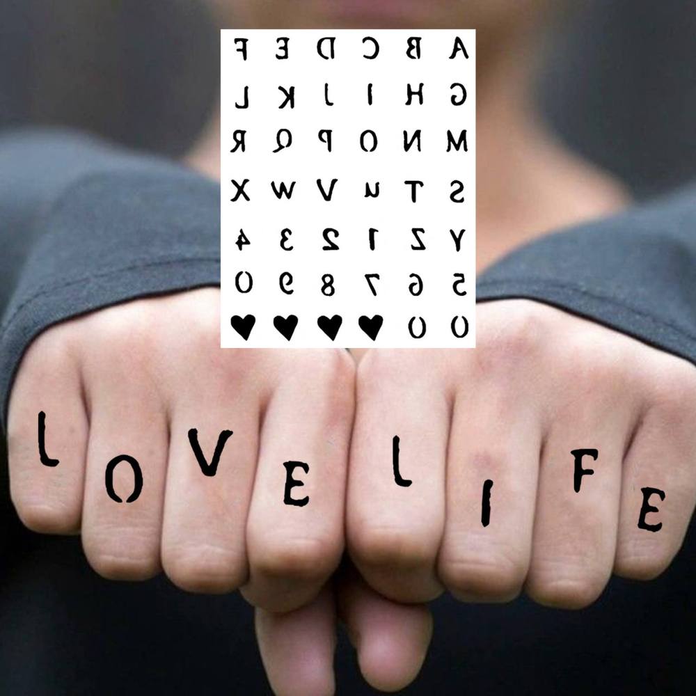1 Sheet Y2k Letter Temporary Tattoos For Women Men Adults Hands Finger Foot Neck Clavicle Legs Thigh Forearm Shank Arm Body Art Makeup, Semi Permanent Temp Fake Tattoo Stickers Waterproof Long Lasting Realistic Tatoos For Festival Party Accessory