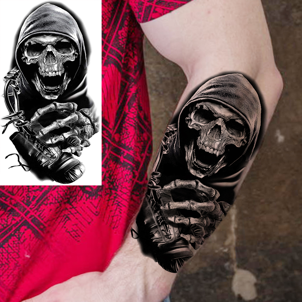 8 Sheets Wolf TIger Lion Temporary Tattoos For Women Men Adults Hands Finger Foot Neck Clavicle Shank Arm Body Art Makeup, Semi Permanent Temp Fake Tattoo Stickers Waterproof Long Lasting Realistic Tatoos For Festival Party Accessory