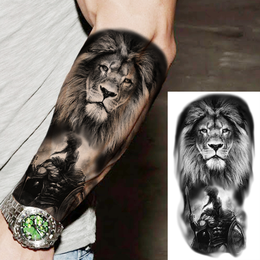 10 Sheets Lion Tiger Temporary Tattoos For Women Men Adults Hands Finger Foot Neck Clavicle Shank Arm Body Art Makeup, Semi Permanent Temp Fake Tattoo Stickers Waterproof Long Lasting Realistic Tatoos For Festival Party Accessory