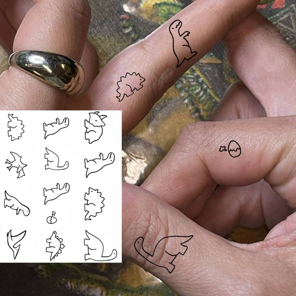 1 Sheet Dinosaur Temporary Tattoos For Women Men Adults Hands Finger Foot Neck Clavicle Legs Thigh Forearm Shank Arm Body Art Makeup, Semi Permanent Temp Fake Tattoo Stickers Waterproof Long Lasting Realistic Tatoos For Festival Party Accessory