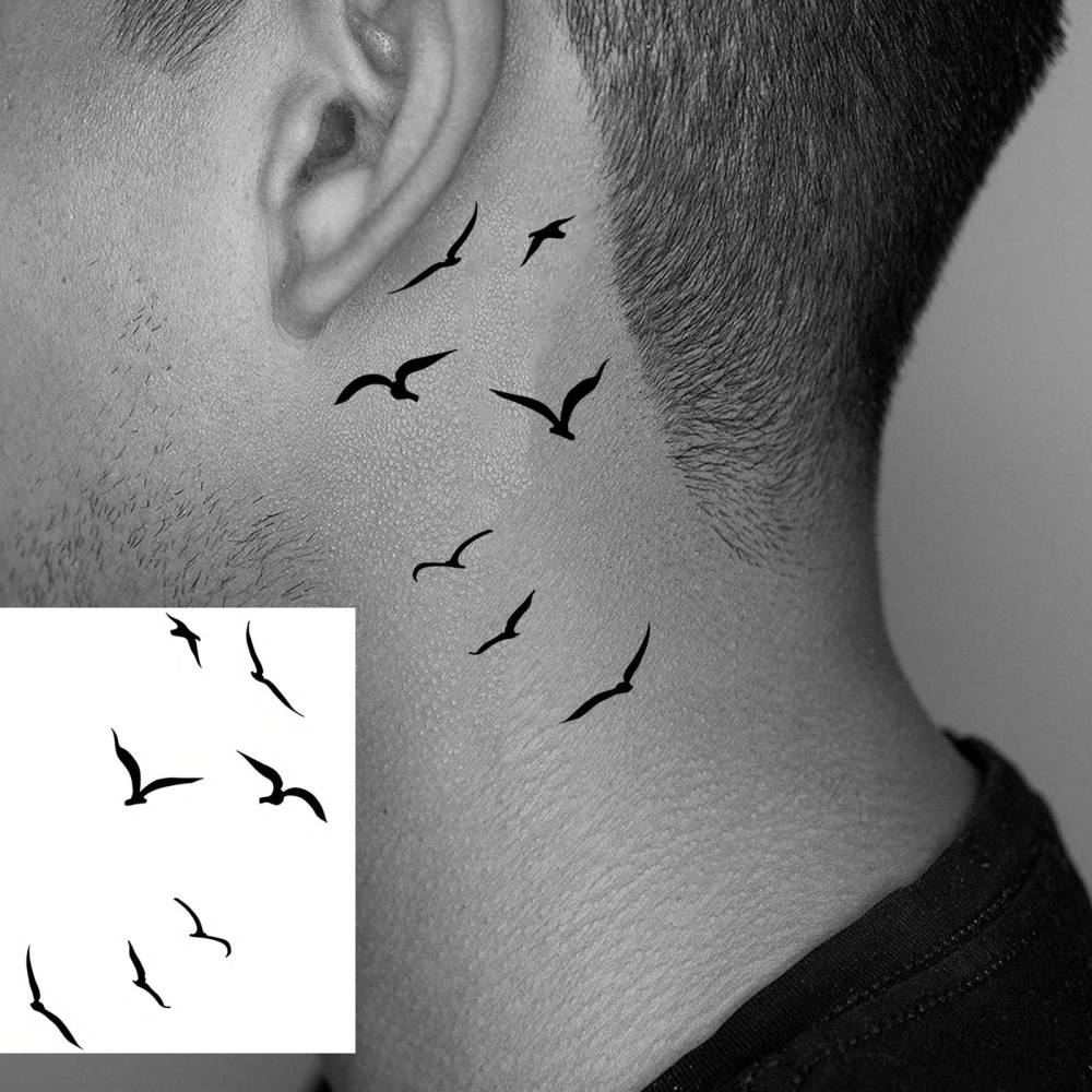 1 Sheet Y2k Birds Temporary Tattoos For Women Men Adults Hands Finger Foot Neck Clavicle Legs Thigh Forearm Shank Arm Body Art Makeup, Semi Permanent Temp Fake Tattoo Stickers Waterproof Long Lasting Realistic Tatoos For Festival Party Accessory