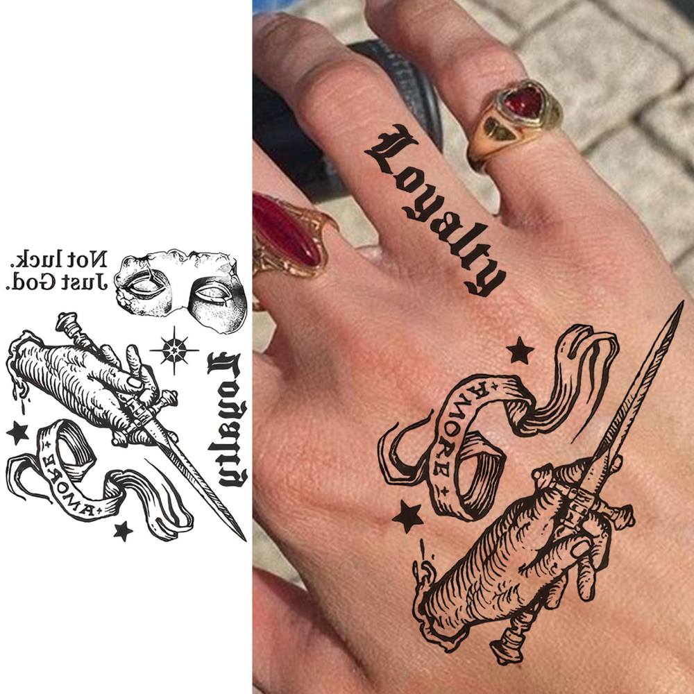 1 Sheet Y2k Temporary Tattoos For Women Men Adults Hands Finger Foot Neck Clavicle Legs Thigh Forearm Shank Arm Body Art Makeup, Semi Permanent Temp Fake Tattoo Stickers Waterproof Long Lasting Realistic Tatoos For Festival Party Accessory