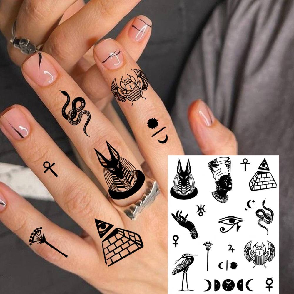 1 Sheet Y2k Tribal Temporary Tattoos For Women Men Adults Hands Finger Foot Neck Clavicle Legs Thigh Forearm Shank Arm Body Art Makeup, Semi Permanent Temp Fake Tattoo Stickers Waterproof Long Lasting Realistic Tatoos For Festival Party Accessory