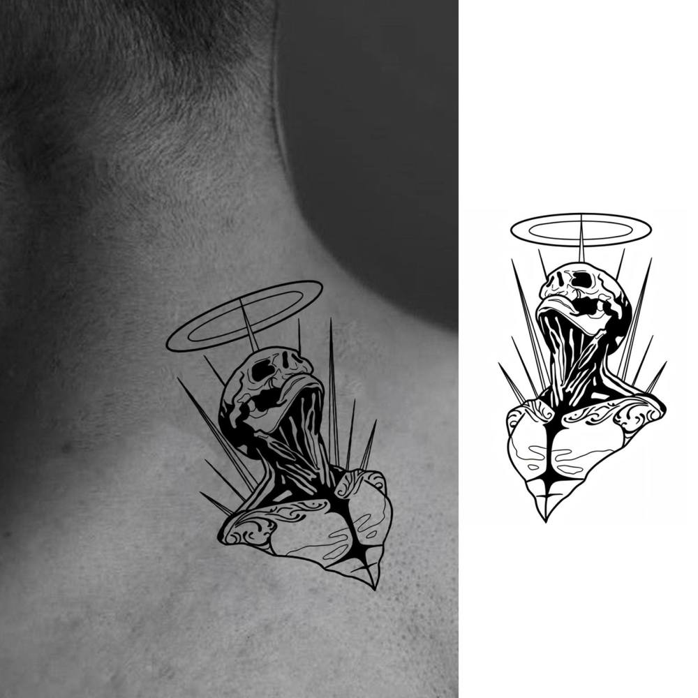 1 Sheet Y2k Skull Temporary Tattoos For Women Men Adults Hands Finger Foot Neck Clavicle Legs Thigh Forearm Shank Arm Body Art Makeup, Semi Permanent Temp Fake Tattoo Stickers Waterproof Long Lasting Realistic Tatoos For Festival Party Accessory