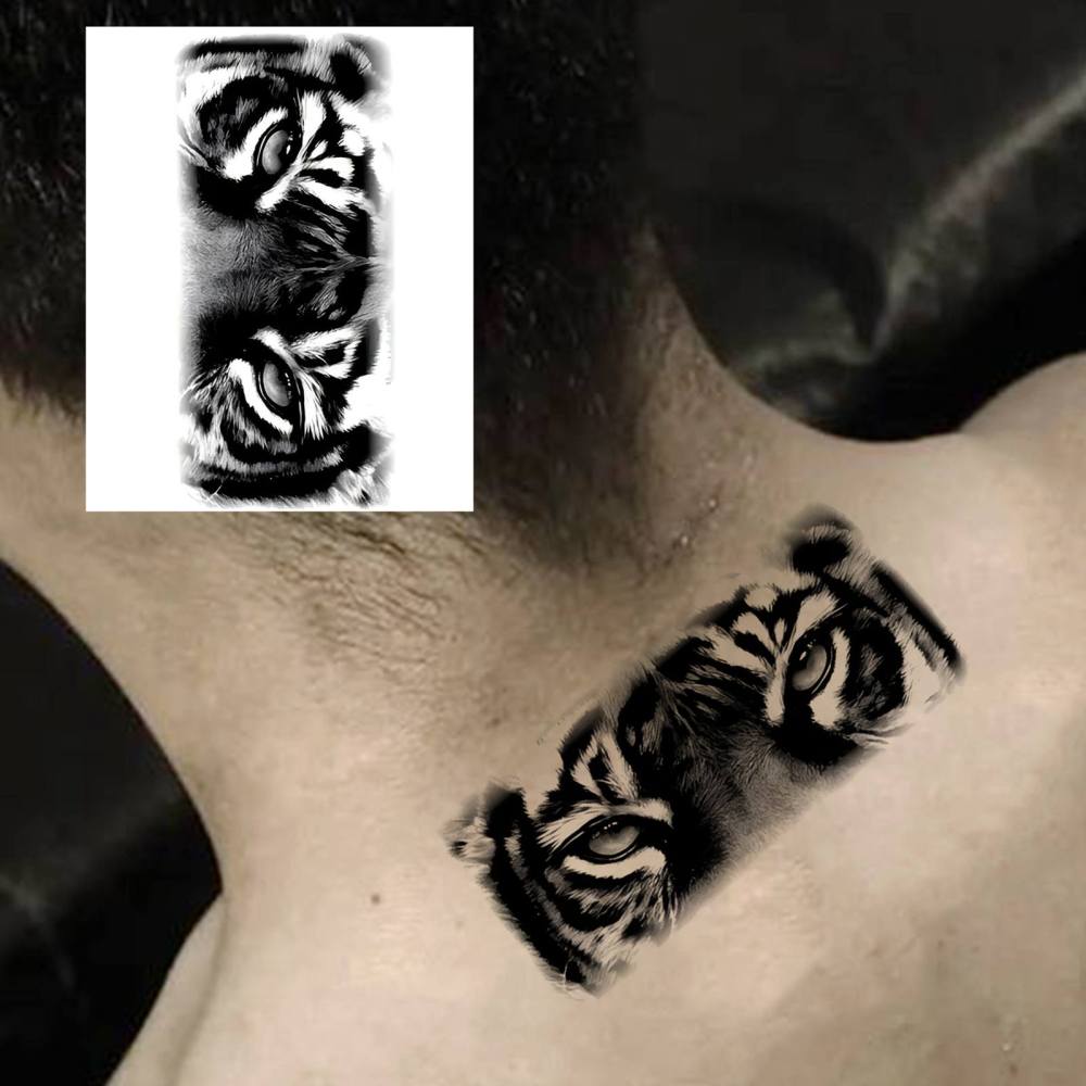 1 Sheet Y2k Tiger Temporary Tattoos For Women Men Adults Hands Finger Foot Neck Clavicle Legs Thigh Forearm Shank Arm Body Art Makeup, Semi Permanent Temp Fake Tattoo Stickers Waterproof Long Lasting Realistic Tatoos For Festival Party Accessory