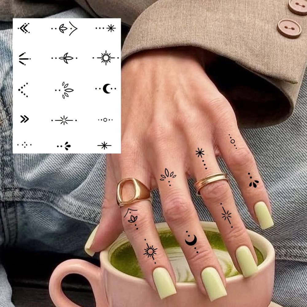 1 Sheet Y2k Moon Star Temporary Tattoos For Women Men Adults Hands Finger Foot Neck Clavicle Legs Thigh Forearm Shank Arm Body Art Makeup, Semi Permanent Temp Fake Tattoo Stickers Waterproof Long Lasting Realistic Tatoos For Festival Party Accessory