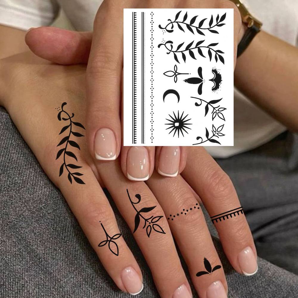 1 Sheet Y2k Temporary Tattoos For Women Men Adults Hands Finger Foot Neck Clavicle Legs Thigh Forearm Shank Arm Body Art Makeup, Semi Permanent Temp Fake Tattoo Stickers Waterproof Long Lasting Realistic Tatoos For Festival Party Accessory