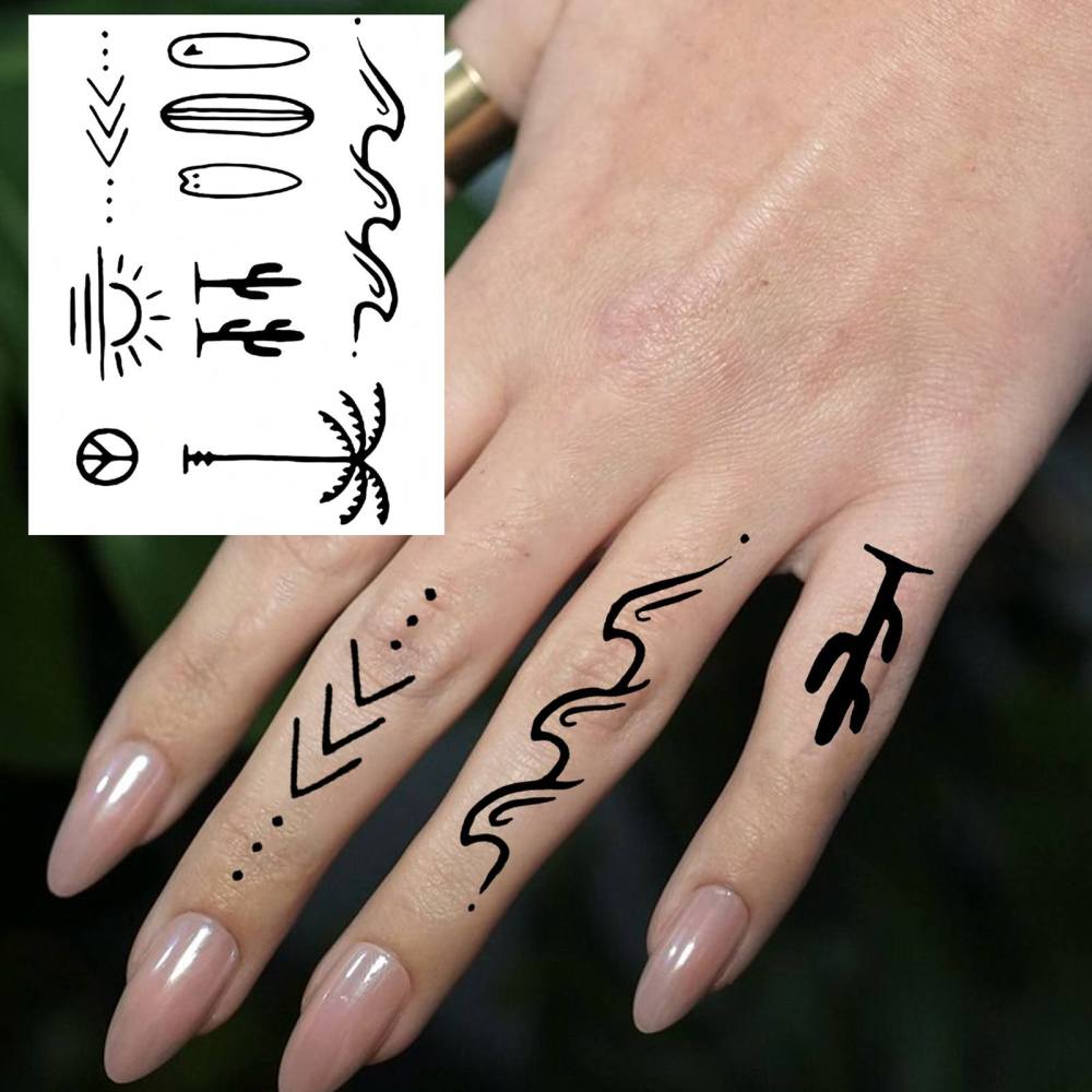 1 Sheet Summer Temporary Tattoos For Women Men Adults Hands Finger Foot Neck Clavicle Legs Thigh Forearm Shank Arm Body Art Makeup, Semi Permanent Temp Fake Tattoo Stickers Waterproof Long Lasting Realistic Tatoos For Festival Party Accessory