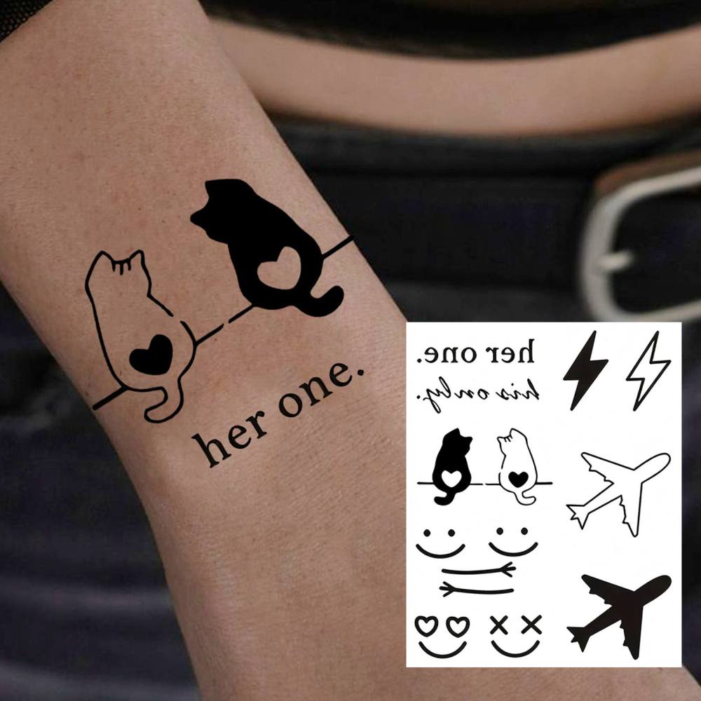 1 Sheet Y2k Moon Plane Temporary Tattoos For Women Men Adults Hands Finger Foot Neck Clavicle Legs Thigh Forearm Shank Arm Body Art Makeup, Semi Permanent Temp Fake Tattoo Stickers Waterproof Long Lasting Realistic Tatoos For Festival Party Accessory