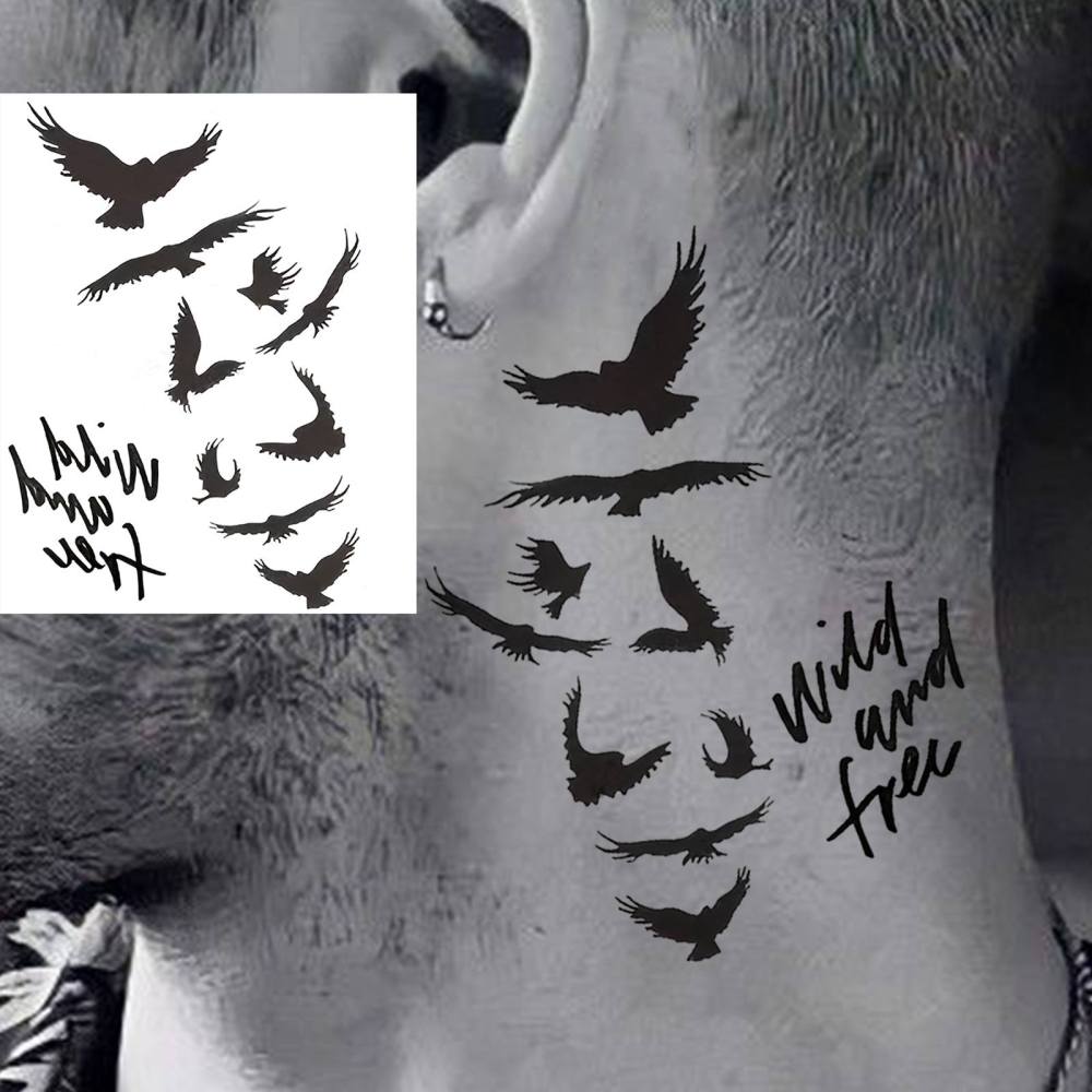 1 Sheet Y2k Birds Temporary Tattoos For Women Men Adults Hands Finger Foot Neck Clavicle Legs Thigh Forearm Shank Arm Body Art Makeup, Semi Permanent Temp Fake Tattoo Stickers Waterproof Long Lasting Realistic Tatoos For Festival Party Accessory