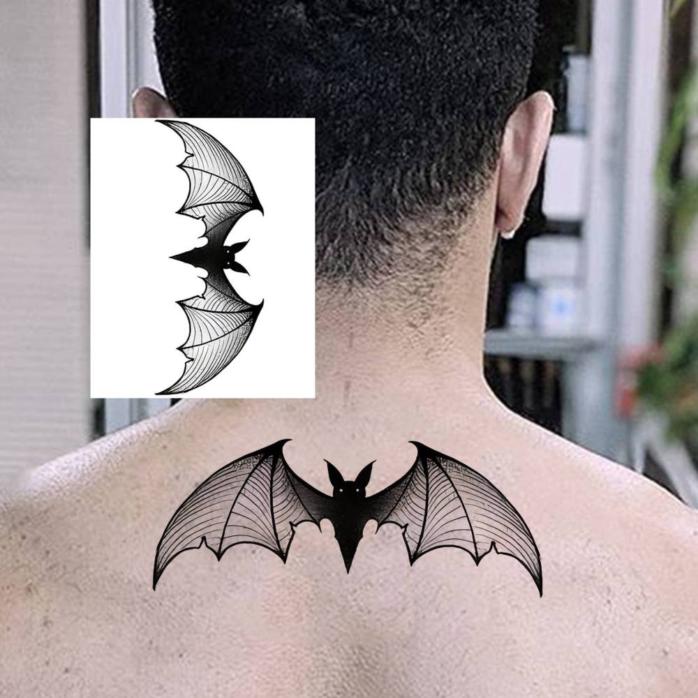1 Sheet Y2k Bat Temporary Tattoos For Women Men Adults Hands Finger Foot Neck Clavicle Legs Thigh Forearm Shank Arm Body Art Makeup, Semi Permanent Temp Fake Tattoo Stickers Waterproof Long Lasting Realistic Tatoos For Festival Party Accessory