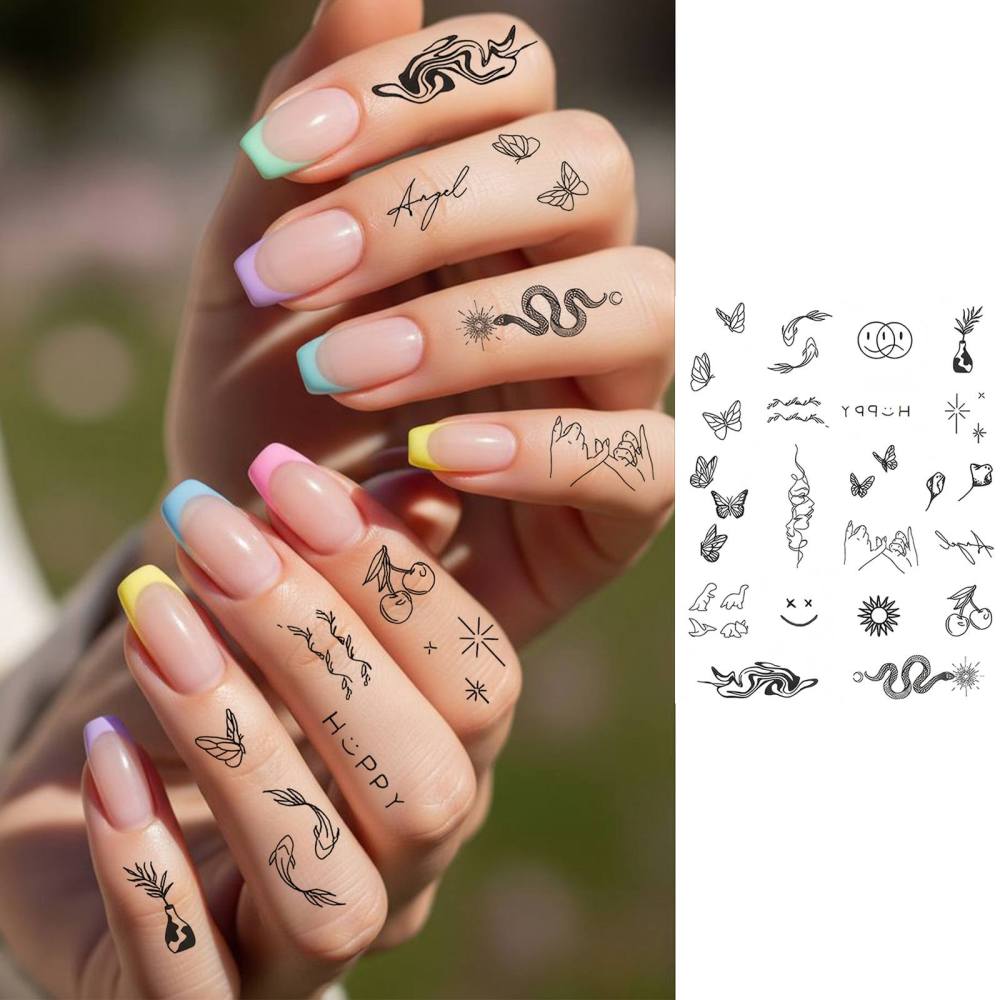 1 Sheet Y2k Temporary Tattoos For Women Men Adults Hands Finger Foot Neck Clavicle Legs Thigh Forearm Shank Arm Body Art Makeup, Semi Permanent Temp Fake Tattoo Stickers Waterproof Long Lasting Realistic Tatoos For Festival Party Accessory