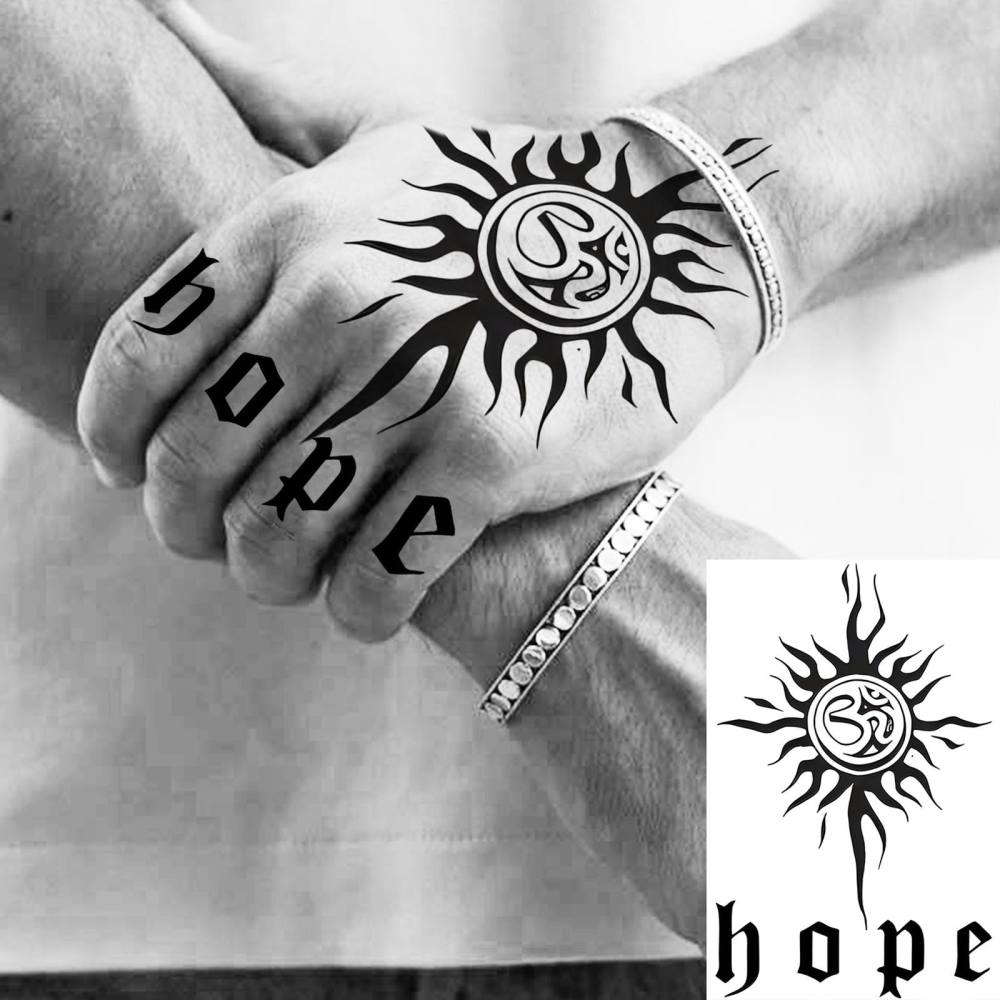 1 Sheet Hope Temporary Tattoos For Women Men Adults Hands Finger Foot Neck Clavicle Legs Thigh Forearm Shank Arm Body Art Makeup, Semi Permanent Temp Fake Tattoo Stickers Waterproof Long Lasting Realistic Tatoos For Festival Party Accessory