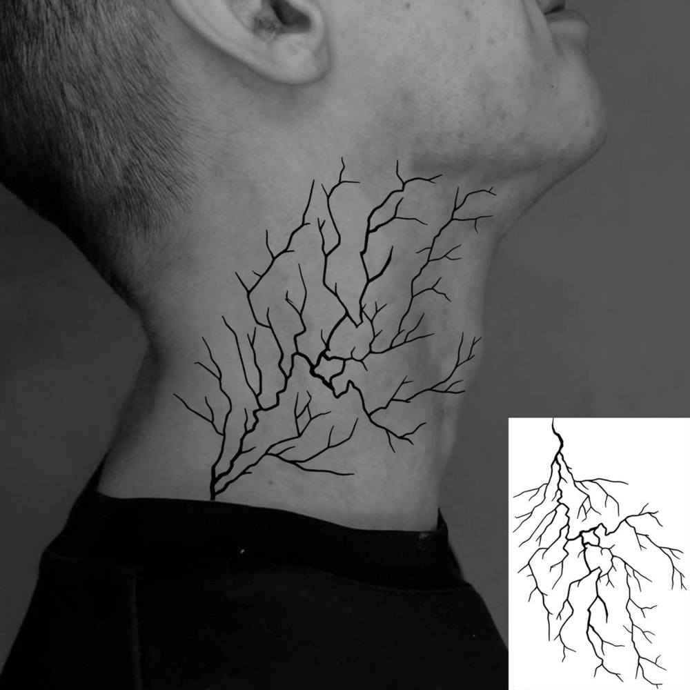 1 Sheet lightningTemporary Tattoos For Women Men Adults Hands Finger Foot Neck Clavicle Legs Thigh Forearm Shank Arm Body Art Makeup, Semi Permanent Temp Fake Tattoo Stickers Waterproof Long Lasting Realistic Tatoos For Festival Party Accessory