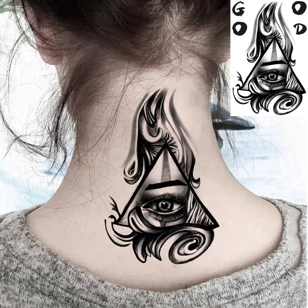 1 Sheet Pray Eye Temporary Tattoos For Women Men Adults Hands Finger Foot Neck Clavicle Legs Thigh Forearm Shank Arm Body Art Makeup, Semi Permanent Temp Fake Tattoo Stickers Waterproof Long Lasting Realistic Tatoos For Festival Party Accessory