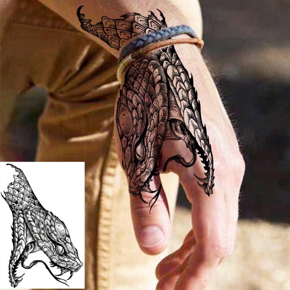 1 Sheet cobra Snake Temporary Tattoos For Women Men Adults Hands Finger Foot Neck Clavicle Legs Thigh Forearm Shank Arm Body Art Makeup, Semi Permanent Temp Fake Tattoo Stickers Waterproof Long Lasting Realistic Tatoos For Festival Party Accessory