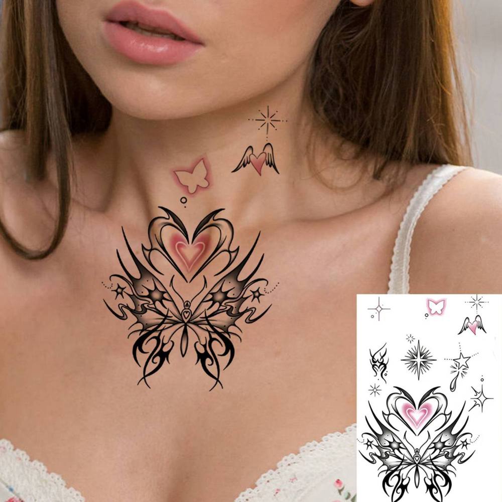 1 Sheet Butterfly Temporary Tattoos For Women Men Adults Hands Finger Foot Neck Clavicle Legs Thigh Forearm Shank Arm Body Art Makeup, Semi Permanent Temp Fake Tattoo Stickers Waterproof Long Lasting Realistic Tatoos For Festival Party Accessory