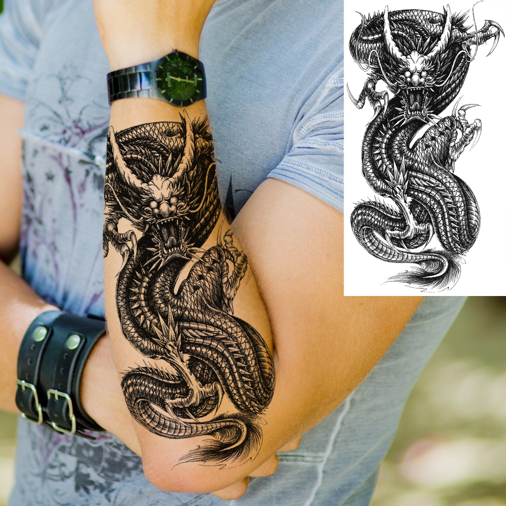 8 Sheets Wolf TIger Lion Temporary Tattoos For Women Men Adults Hands Finger Foot Neck Clavicle Shank Arm Body Art Makeup, Semi Permanent Temp Fake Tattoo Stickers Waterproof Long Lasting Realistic Tatoos For Festival Party Accessory