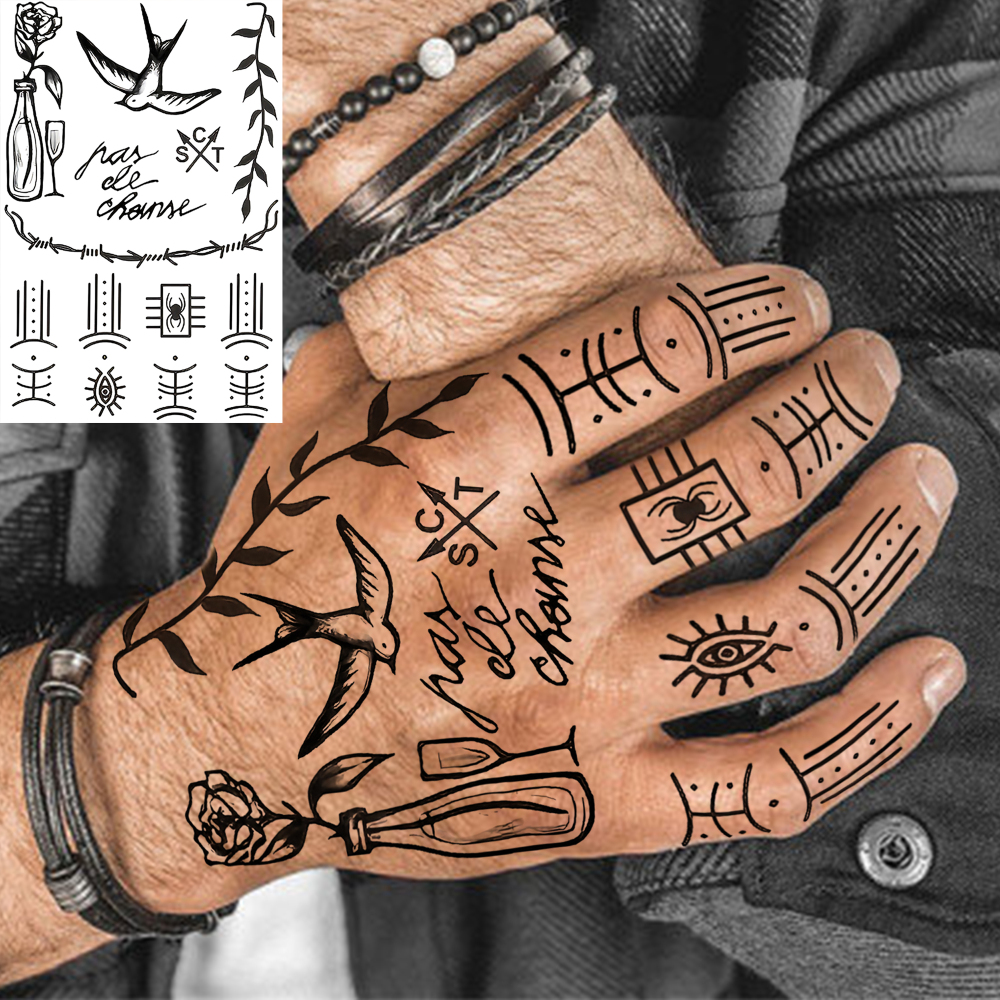 1 Sheet Birds Temporary Tattoos For Women Men Adults Hands Finger Foot Neck Clavicle Waist Legs Thigh Ankles Forearm Shank Arm Body Art Makeup, Semi-Permanent Temp Fake Tattoo Stickers Waterproof Long Lasting Realistic Tatoos For Festival Party Accessory