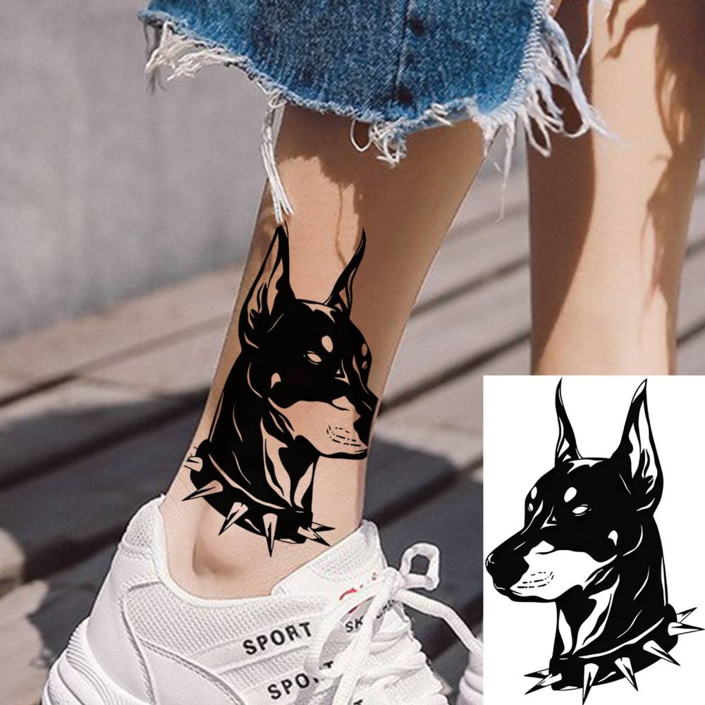 1 Sheet Dog Temporary Tattoos For Women Men Adults Hands Finger Foot Neck Clavicle Legs Thigh Forearm Shank Arm Body Art Makeup, Semi Permanent Temp Fake Tattoo Stickers Waterproof Long Lasting Realistic Tatoos For Festival Party Accessory