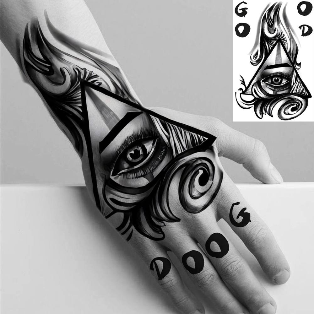 1 Sheet Pray Eye Temporary Tattoos For Women Men Adults Hands Finger Foot Neck Clavicle Legs Thigh Forearm Shank Arm Body Art Makeup, Semi Permanent Temp Fake Tattoo Stickers Waterproof Long Lasting Realistic Tatoos For Festival Party Accessory