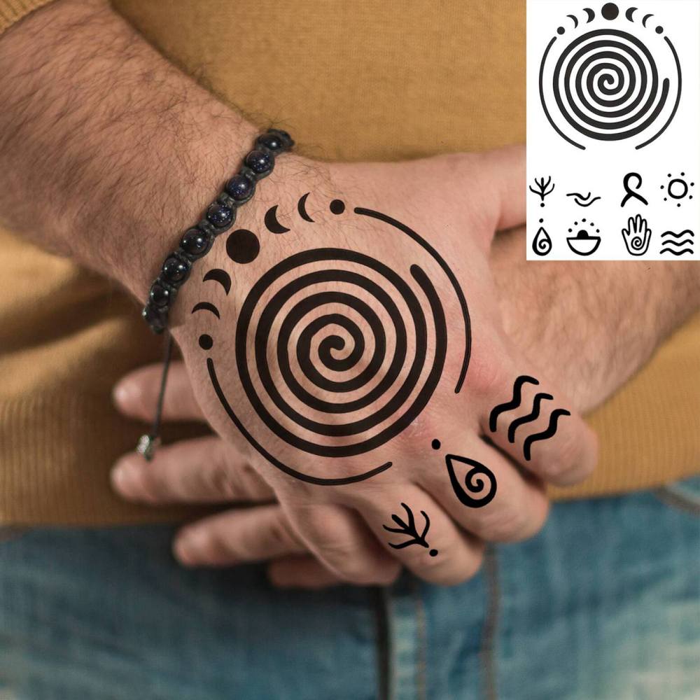 1 Sheet Tribal Temporary Tattoos For Women Men Adults Hands Finger Foot Neck Clavicle Legs Thigh Forearm Shank Arm Body Art Makeup, Semi Permanent Temp Fake Tattoo Stickers Waterproof Long Lasting Realistic Tatoos For Festival Party Accessory