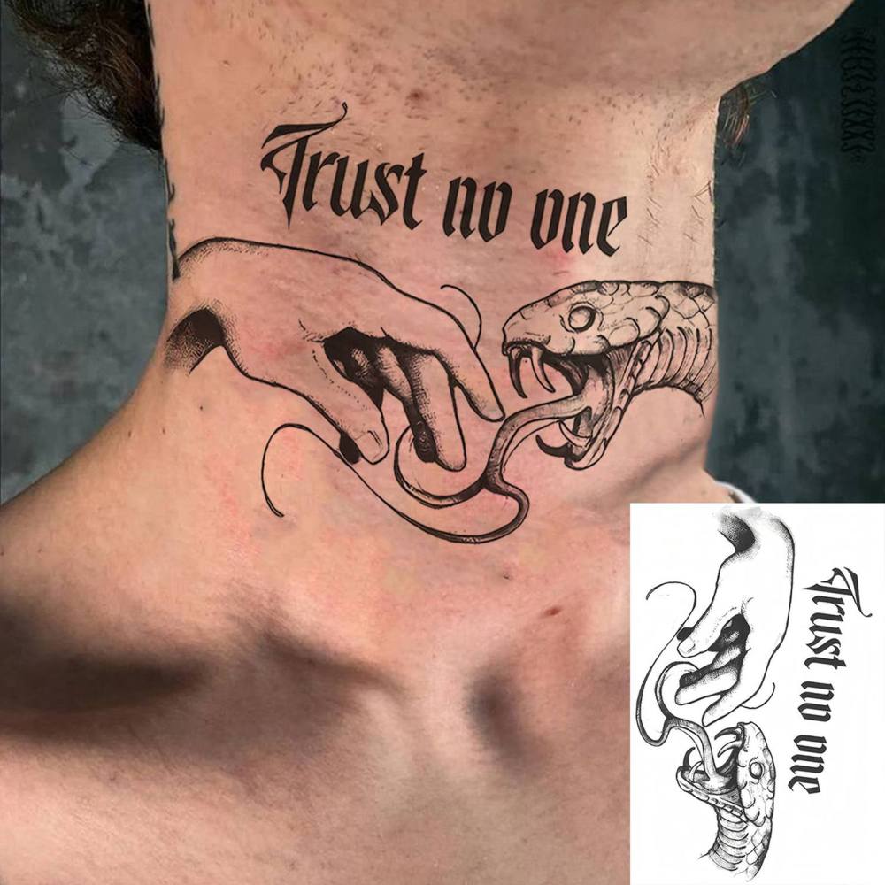 1 Sheet Cobra Snake Temporary Tattoos For Women Men Adults Hands Finger Foot Neck Clavicle Legs Thigh Forearm Shank Arm Body Art Makeup, Semi Permanent Temp Fake Tattoo Stickers Waterproof Long Lasting Realistic Tatoos For Festival Party Accessory