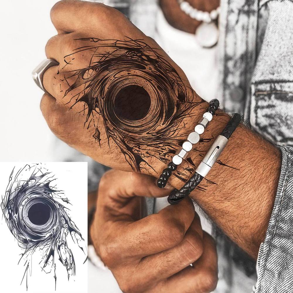 1 Sheet swirl Temporary Tattoos For Women Men Adults Hands Finger Foot Neck Clavicle Legs Thigh Forearm Shank Arm Body Art Makeup, Semi Permanent Temp Fake Tattoo Stickers Waterproof Long Lasting Realistic Tatoos For Festival Party Accessory