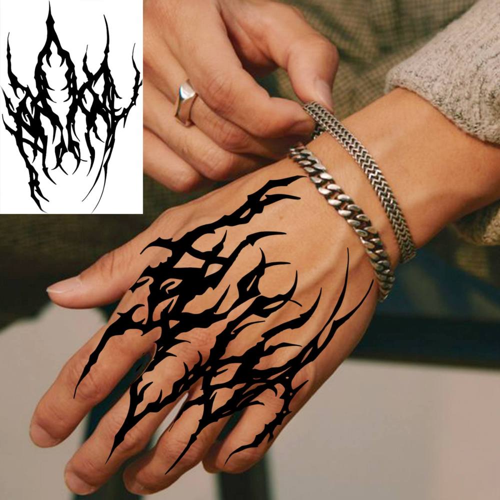 1 Sheet Tribal Temporary Tattoos For Women Men Adults Hands Finger Foot Neck Clavicle Legs Thigh Forearm Shank Arm Body Art Makeup, Semi Permanent Temp Fake Tattoo Stickers Waterproof Long Lasting Realistic Tatoos For Festival Party Accessory