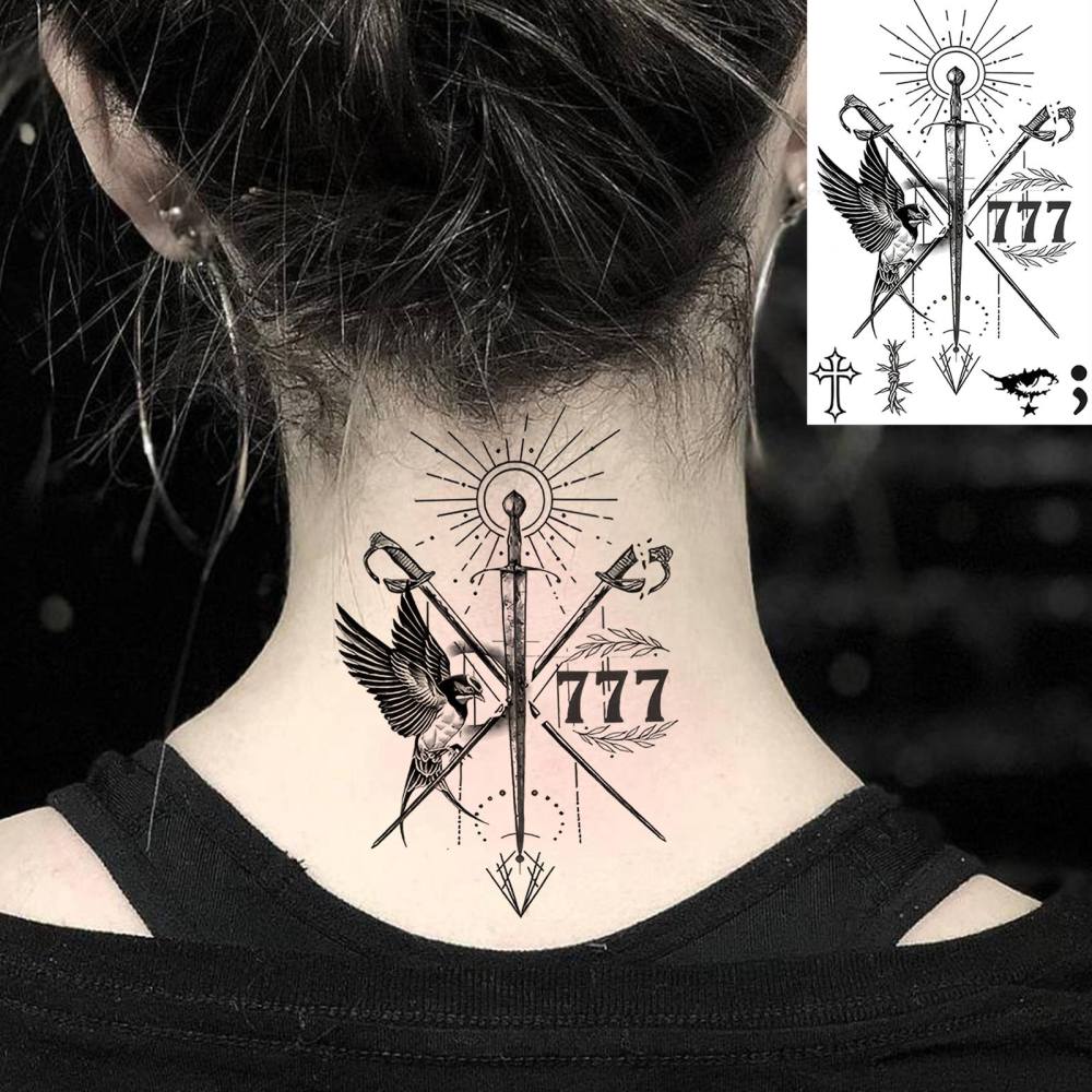 1 Sheet Tribal Temporary Tattoos For Women Men Adults Hands Finger Foot Neck Clavicle Legs Thigh Forearm Shank Arm Body Art Makeup, Semi Permanent Temp Fake Tattoo Stickers Waterproof Long Lasting Realistic Tatoos For Festival Party Accessory