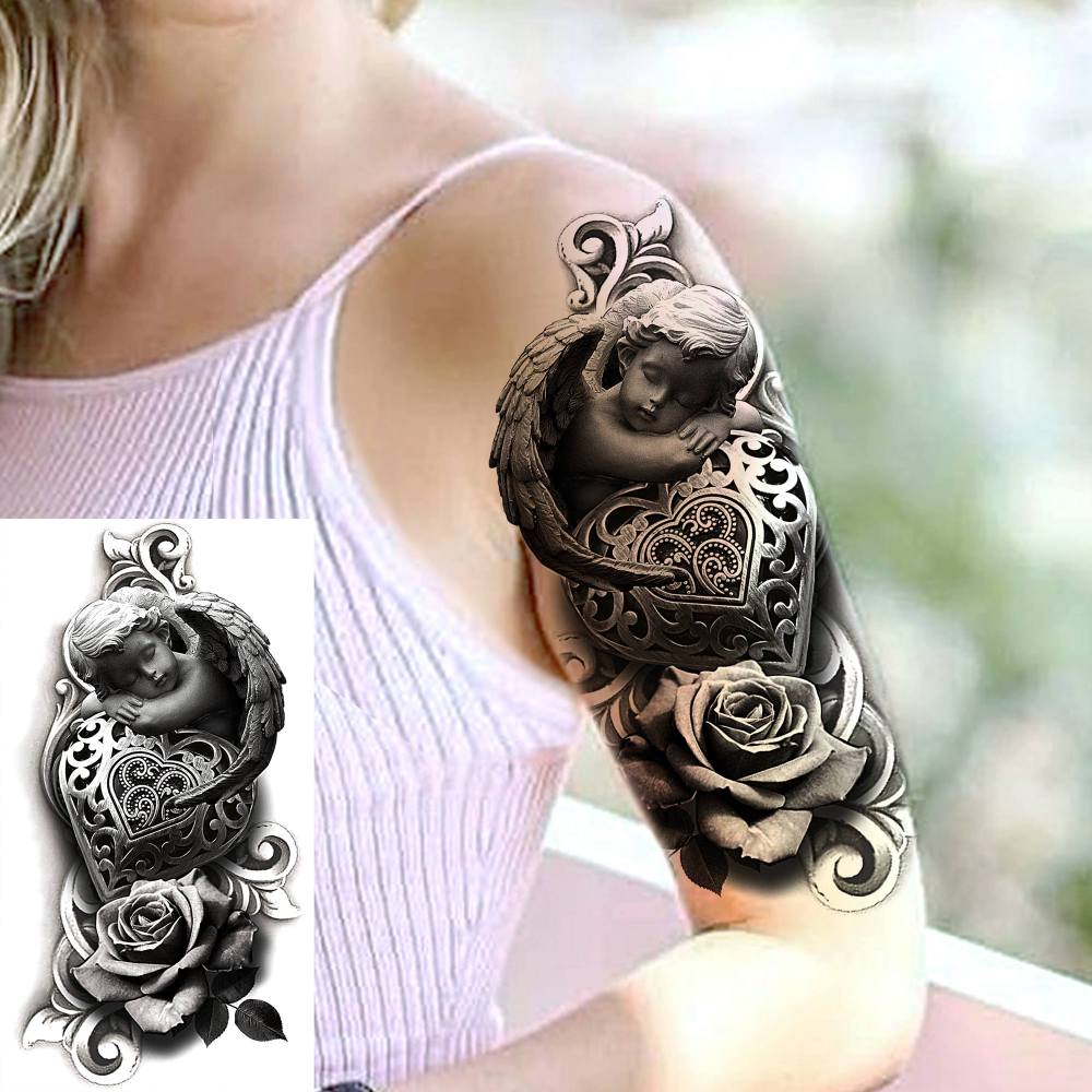 8 Sheets Flower Rose Temporary Tattoos For Women Men Adults Hands Finger Foot Neck Clavicle Shank Arm Body Art Makeup, Semi Permanent Temp Fake Tattoo Stickers Waterproof Long Lasting Realistic Tatoos For Festival Party Accessory