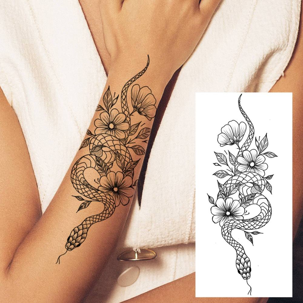 8 Sheets Rose Flowers Temporary Tattoos For Women Men Adults Hands Finger Foot Neck Clavicle Shank Arm Body Art Makeup, Semi Permanent Temp Fake Tattoo Stickers Waterproof Long Lasting Realistic Tatoos For Festival Party Accessory