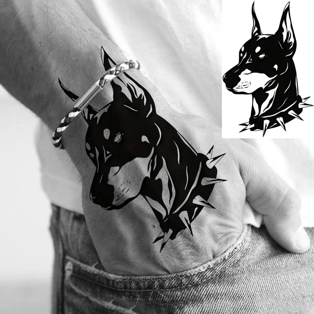 1 Sheet Dog Temporary Tattoos For Women Men Adults Hands Finger Foot Neck Clavicle Legs Thigh Forearm Shank Arm Body Art Makeup, Semi Permanent Temp Fake Tattoo Stickers Waterproof Long Lasting Realistic Tatoos For Festival Party Accessory