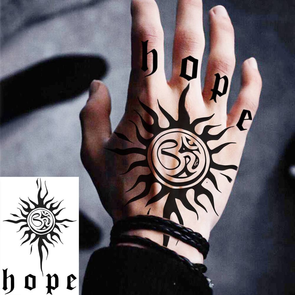 1 Sheet Hope Temporary Tattoos For Women Men Adults Hands Finger Foot Neck Clavicle Legs Thigh Forearm Shank Arm Body Art Makeup, Semi Permanent Temp Fake Tattoo Stickers Waterproof Long Lasting Realistic Tatoos For Festival Party Accessory