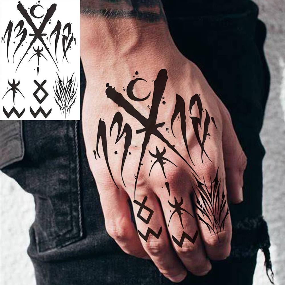 1 Sheet Trrbal Temporary Tattoos For Women Men Adults Hands Finger Foot Neck Clavicle Legs Thigh Forearm Shank Arm Body Art Makeup, Semi Permanent Temp Fake Tattoo Stickers Waterproof Long Lasting Realistic Tatoos For Festival Party Accessory