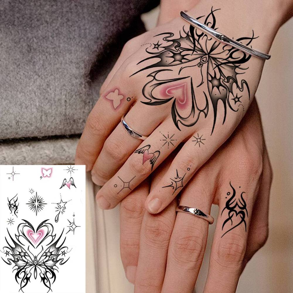 1 Sheet Butterfly Temporary Tattoos For Women Men Adults Hands Finger Foot Neck Clavicle Legs Thigh Forearm Shank Arm Body Art Makeup, Semi Permanent Temp Fake Tattoo Stickers Waterproof Long Lasting Realistic Tatoos For Festival Party Accessory