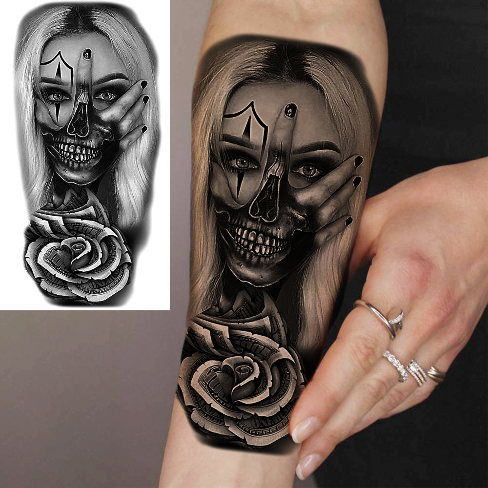 8 Sheets Wolf TIger Lion Temporary Tattoos For Women Men Adults Hands Finger Foot Neck Clavicle Shank Arm Body Art Makeup, Semi Permanent Temp Fake Tattoo Stickers Waterproof Long Lasting Realistic Tatoos For Festival Party Accessory