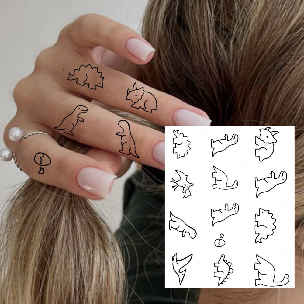 1 Sheet Dinosaur Temporary Tattoos For Women Men Adults Hands Finger Foot Neck Clavicle Legs Thigh Forearm Shank Arm Body Art Makeup, Semi Permanent Temp Fake Tattoo Stickers Waterproof Long Lasting Realistic Tatoos For Festival Party Accessory
