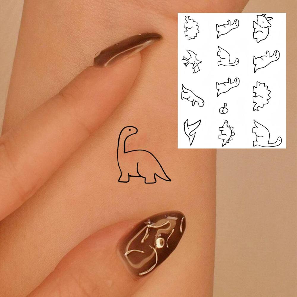 1 Sheet Dinosaur Temporary Tattoos For Women Men Adults Hands Finger Foot Neck Clavicle Legs Thigh Forearm Shank Arm Body Art Makeup, Semi Permanent Temp Fake Tattoo Stickers Waterproof Long Lasting Realistic Tatoos For Festival Party Accessory
