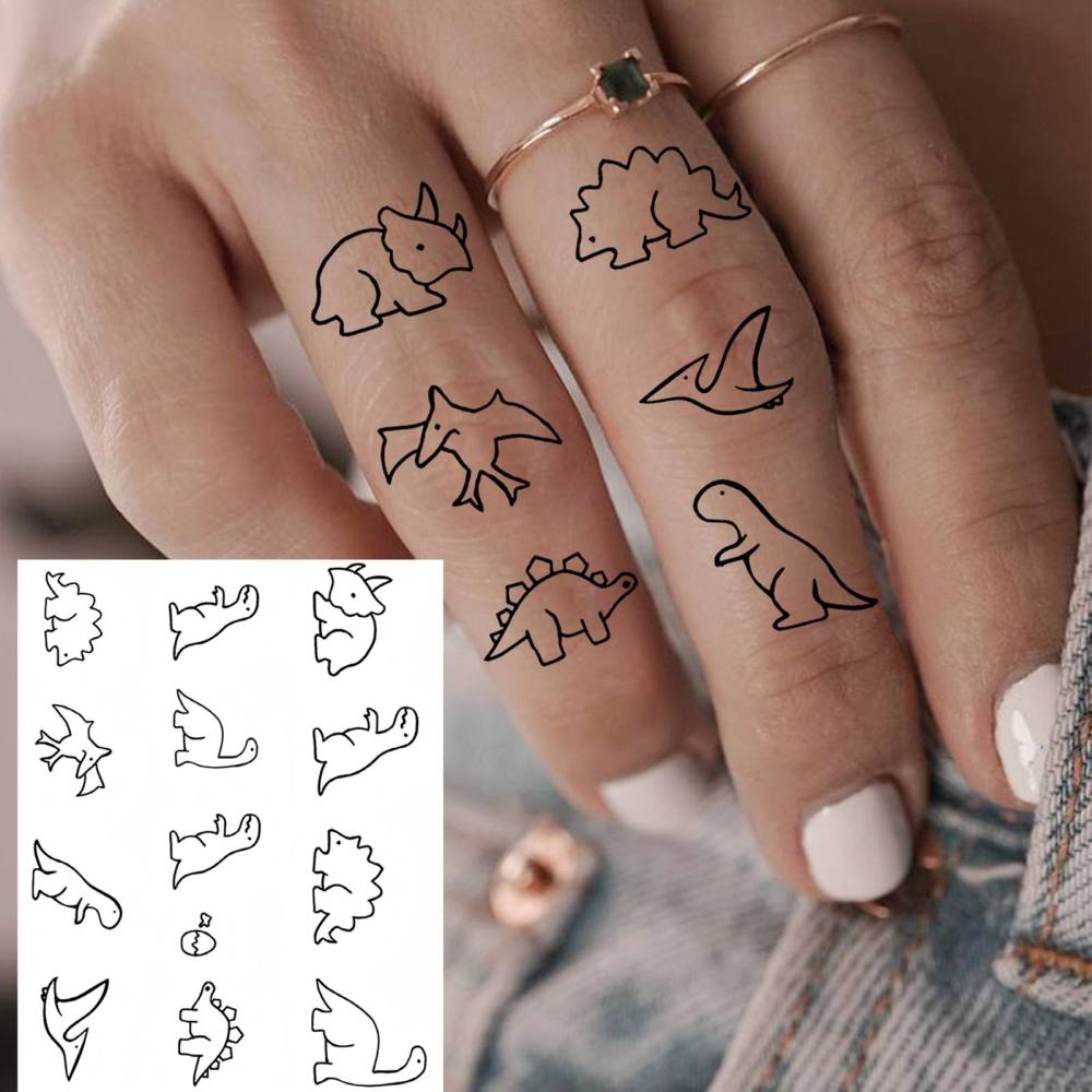 1 Sheet Dinosaur Temporary Tattoos For Women Men Adults Hands Finger Foot Neck Clavicle Legs Thigh Forearm Shank Arm Body Art Makeup, Semi Permanent Temp Fake Tattoo Stickers Waterproof Long Lasting Realistic Tatoos For Festival Party Accessory