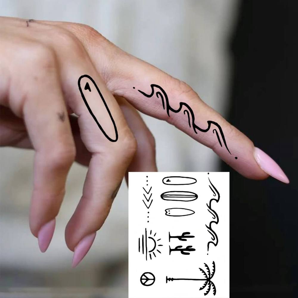 1 Sheet Summer Temporary Tattoos For Women Men Adults Hands Finger Foot Neck Clavicle Legs Thigh Forearm Shank Arm Body Art Makeup, Semi Permanent Temp Fake Tattoo Stickers Waterproof Long Lasting Realistic Tatoos For Festival Party Accessory